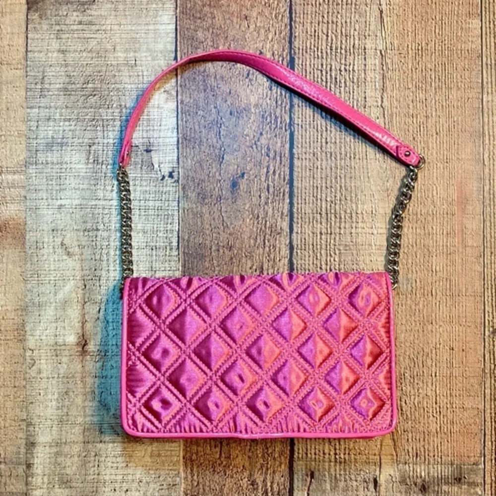 Y2K The‎ Limited Hot Pink Quilted Satin Patent Shoulder Bag Clutch on Chain